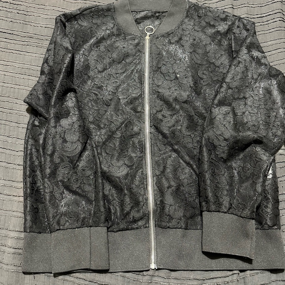 SHEIN Elegant Black Lace Bomber Jacket.   <<<<44>>>> - Picture 6 of 6